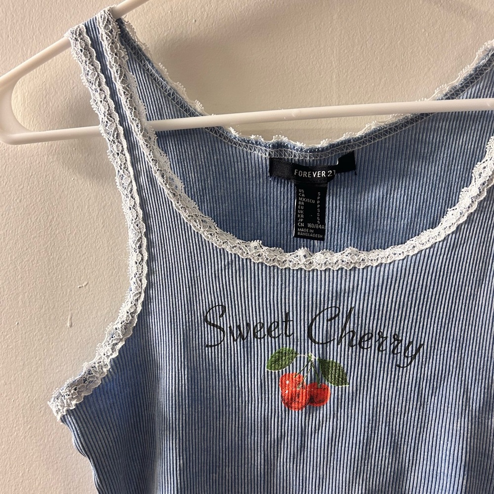 NWT Blue Lace-Trimmed Tank Top